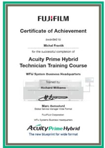 FujiFilm certifikát 